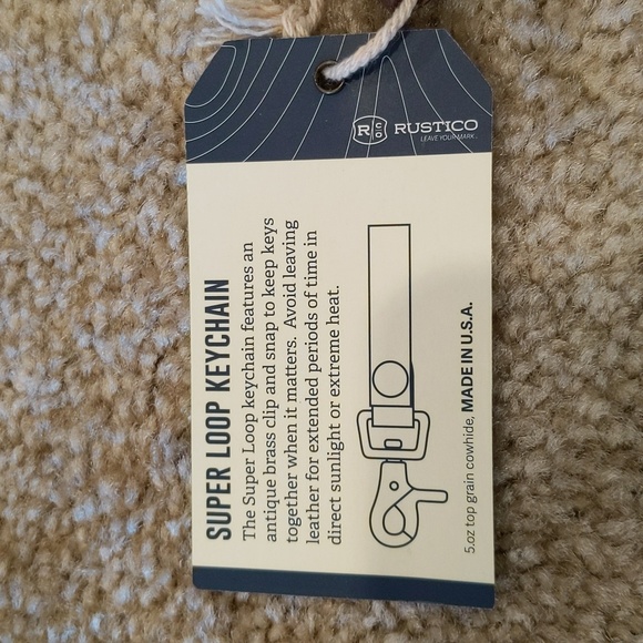 NWT Rustico Super Loop Keychain Genuine Brown Leather Brass Clip 5" Keyring - Picture 5 of 5